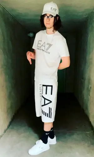 Bladee wearing Emporio Armani hat