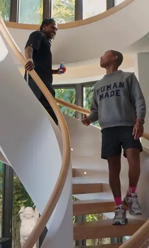 Pharrell Williams wearing Human Made sweater