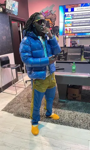 Noodah05 wearing Moncler pants