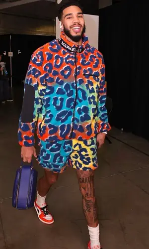 Jayson Tatum wearing Market shorts