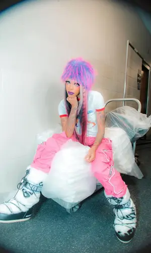 Rico Nasty wearing Mowalola t-shirt