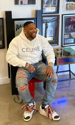 Jermaine wearing Lanvin sneakers