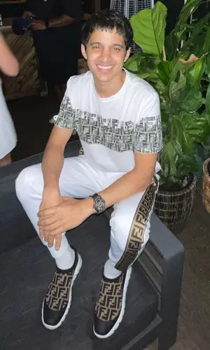 Zahir wearing Fendi t-shirt