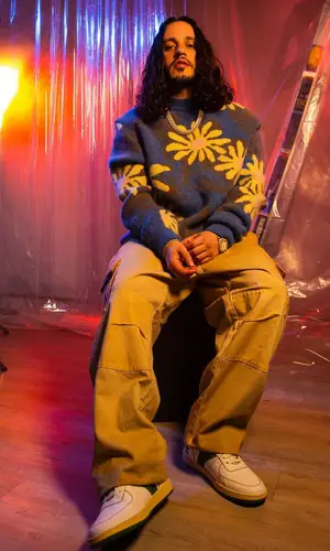 Russ wearing Supervsn pants