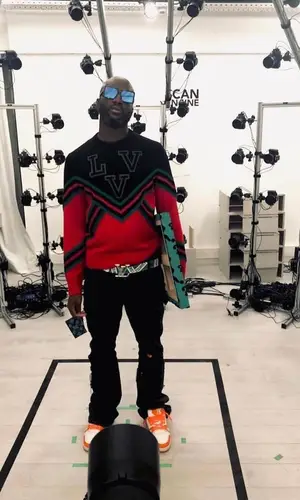 Virgil Abloh wearing Louis Vuitton sweater