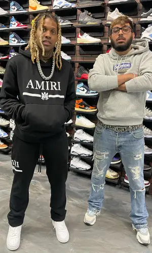 Lil Durk wearing Amiri hoody