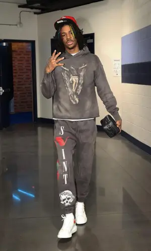 Ja Morant wearing Vlone pants
