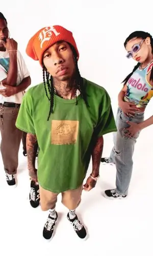 Tyga wearing Dickies shorts