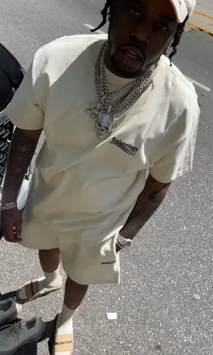 Fivio Foreign wearing Balenciaga sock