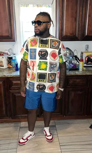 Fat Boy wearing Loewe t-shirt