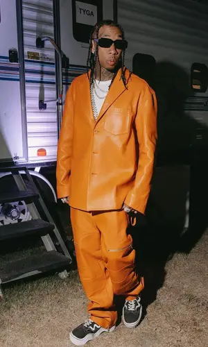 Tyga wearing Jacquemus pants
