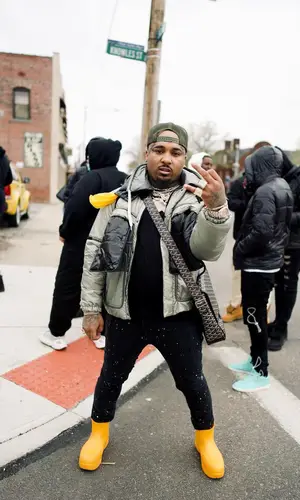 Doe Boy wearing Bottega Veneta boots