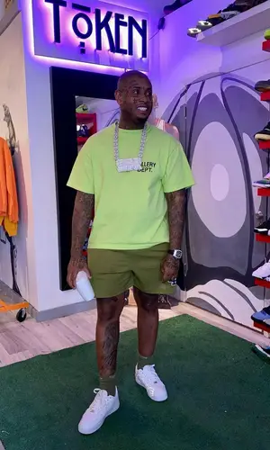 Southside wearing Supreme sock