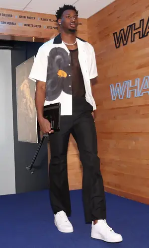 Jaren Jackson Jr.’s Outfit in Marni Shirt, Versace Pants & Nike Sneakers (2022)