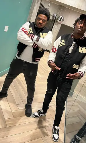 Fredo Bang wearing Amiri jeans
