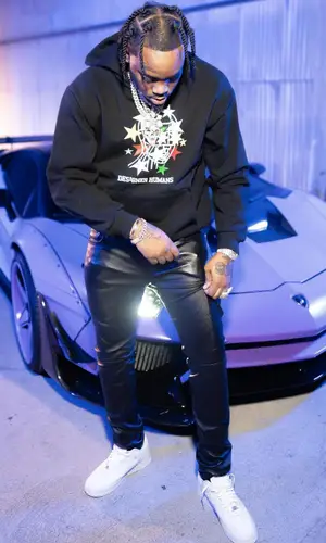 Fivio Foreign wearing Designer Humans hoody