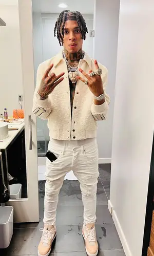 NLE Choppa wearing Amiri jacket