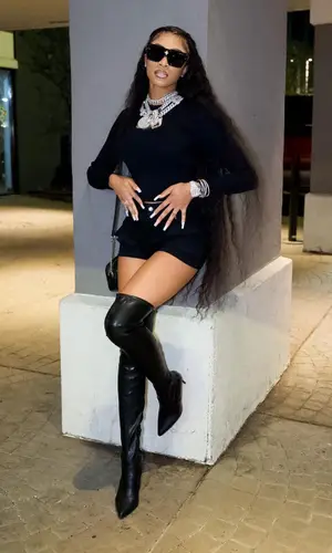 Lakeyah wearing Balenciaga boots