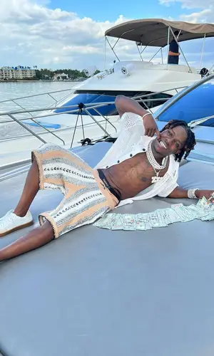 Jackboy wearing Amiri shorts