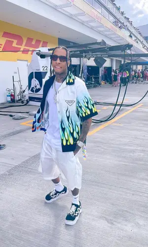 Tyga wearing Prada eyewear