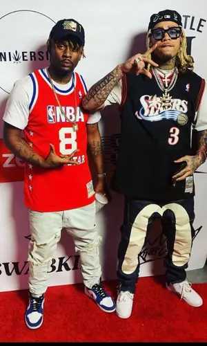 Sunny 2point0 wearing Mitchell & Ness jersey