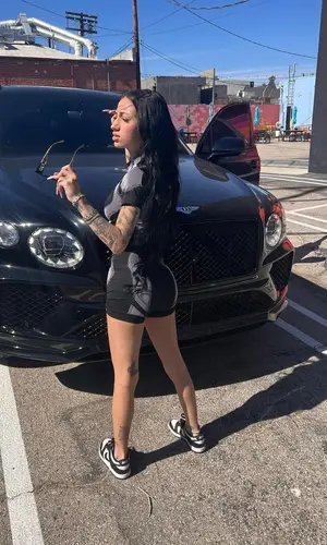 Bhad Bhabie wearing Misbhv shorts