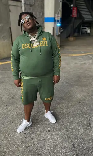 Derez De'Shon wearing Dsquared2 shorts