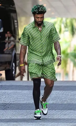 Marcus Smart wearing Dior shirt