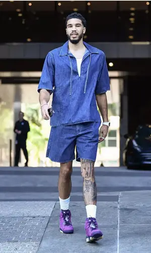 Jayson Tatum wearing Valentino shirt