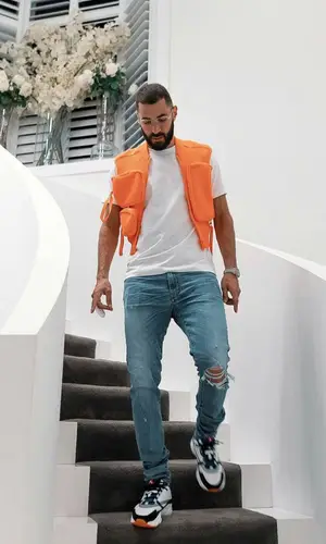 Karim Benzema wearing Amiri jeans