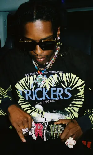 ASAP Rocky wearing MoniGotchi jewelry