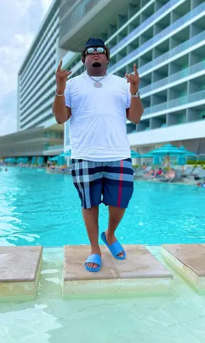 Duke Deuce wearing Burberry sandal