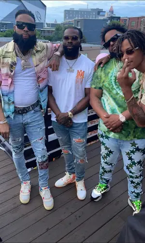 Sada Baby wearing Amiri jeans