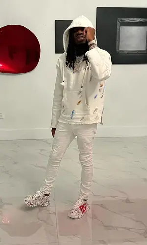 SleazyWorld Go wearing Purple Brand hoody