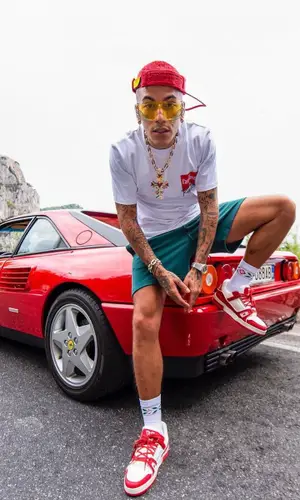 Sfera Ebbasta wearing Casablanca sock