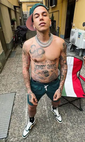 Sfera Ebbasta wearing Calvin Klein underwear
