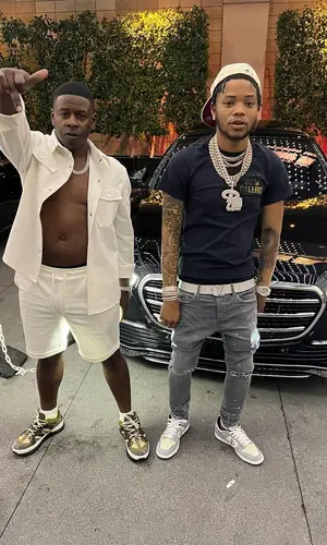 Lil Migo wearing Purple Brand jeans