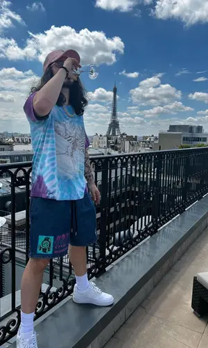 Russ wearing Camp High cap