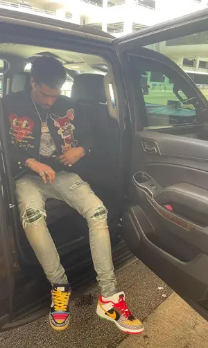 Jay Critch wearing Amiri jeans