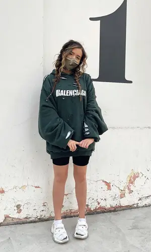 Pokimane wearing Balenciaga hoody