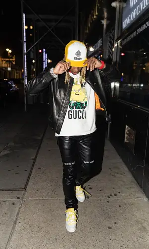 Lil Durk wearing Rhude cap