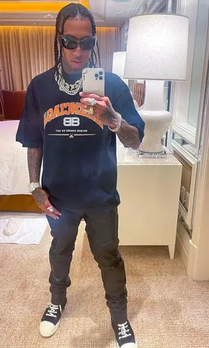 Tyga wearing Nyrva pants