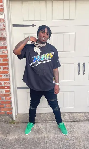 Fredo Bang wearing Amiri jeans