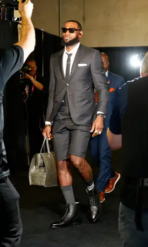 LeBron James wearing Thom Browne shorts