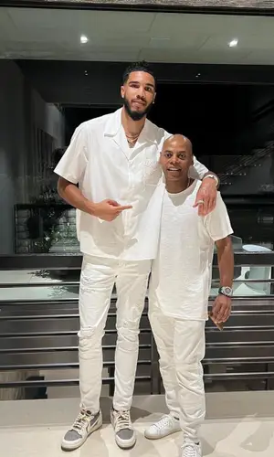Jayson Tatum wearing Valentino shirt