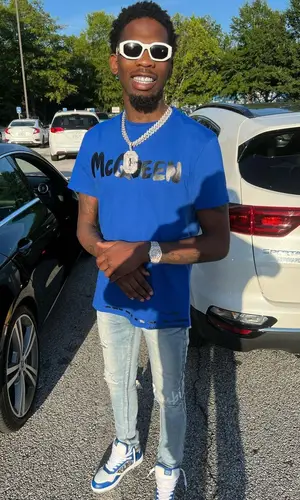 BlocBoy JB wearing Alexander McQueen t-shirt