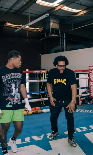 Devin Haney wearing Gallery Dept. sock