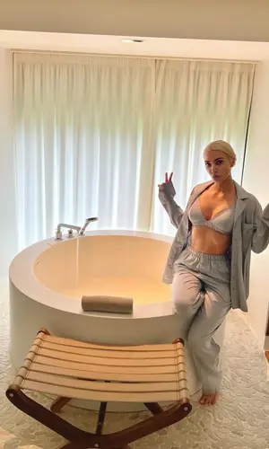 Kim Kardashian wearing Skims pants