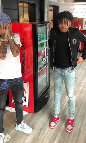 Kankan wearing Amiri jeans