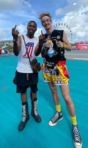 Christ Dillinger wearing Rick Owens shorts
